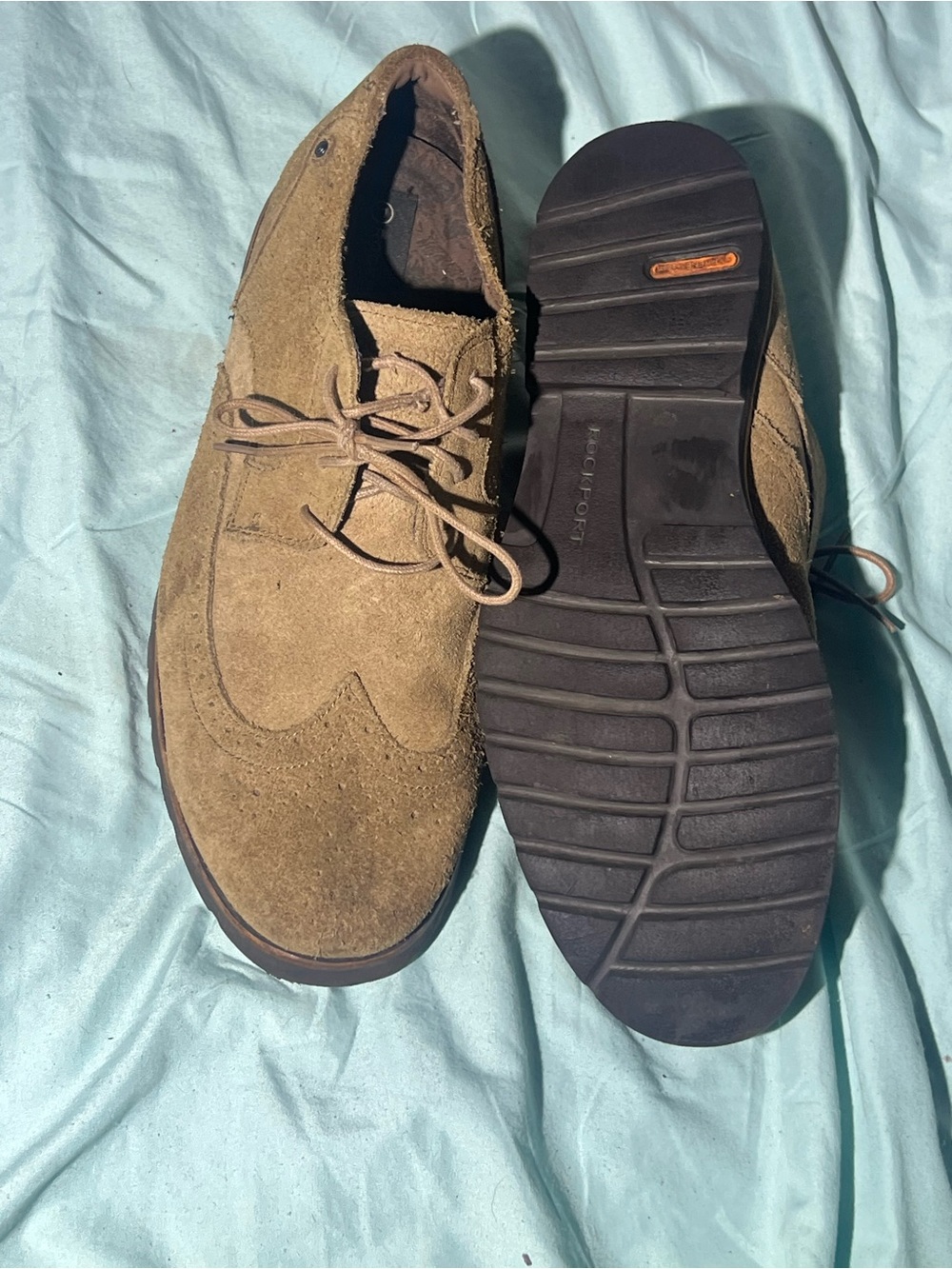 Rockford Fosgate Men's Suede Wingtip Oxfords in Light Brown